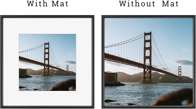 Frametory, 12x12 Metal Picture Frame with Mat for 8x8 Picture & Real Glass, Aluminum Photo Frame Collection (Black, 2 Pack)