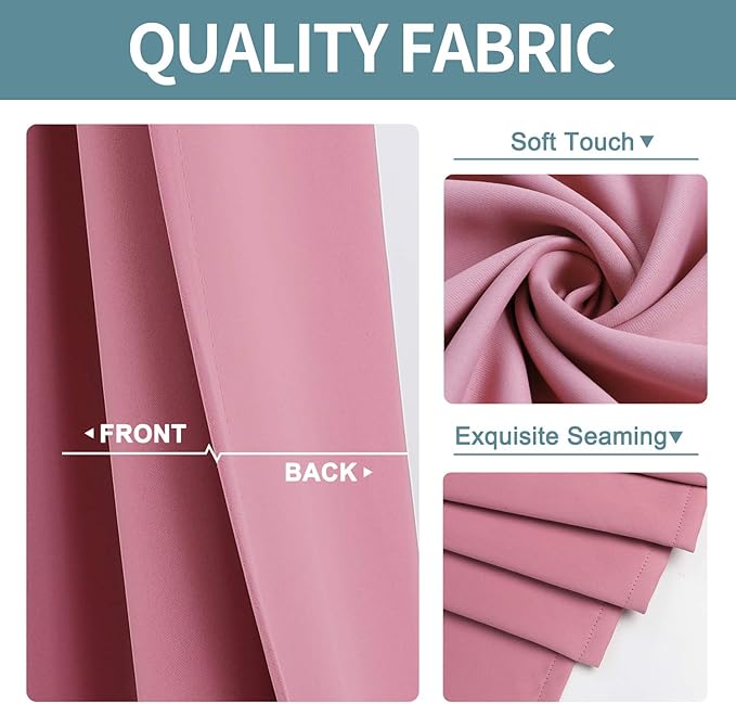 ChrisDowa Room Divider Curtain 108 Inches Long, Wide Blackout Sliding Door Curtain for Bedroom, Room Darkening Privacy Window Curtain for Patio Door (1 Panel Set, Pink, 100 x 108 Inch)