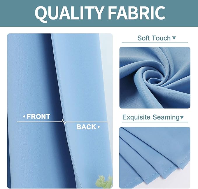 ChrisDowa Blackout Curtains 45 Inches Long for Living Room, Grommet Thermal Insulated Room Darkening Curtains for Bedroom (1 Panel Set, Sky Blue, 38W x 45L)