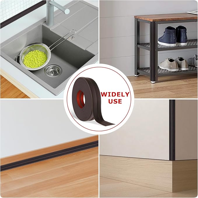 Flexible Wall Corner Protector Moulding Trim Peel and Stick Wall Corner Guards Edge Protector Self Adhesive Molding Trim Strip for Edge Ceiling (Dark Walnut Wood Grain, 1.6 in x 20 Ft)