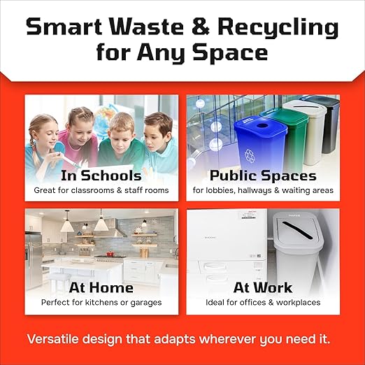 City Box 10 Gallon Triple Bin Trash Can and Recycling Bin with Lid for Residential, Business, and Commercial Recycling - NYC Compliant (Triple Recycle Organics Waste)