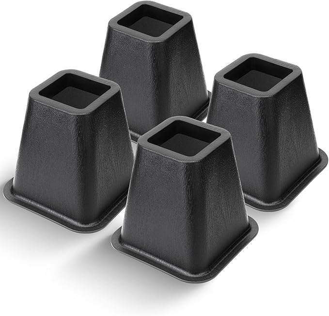 Bed Riser/Furniture Lift Bed/Bed risers/Furniture Lifter/Table risers/Frame Risers Create Under Bed Storage Heavy Duty for Furniture Height Adjustment (Black 4 Pack, 6 Inch)