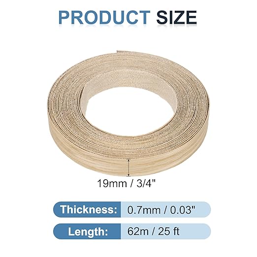 PATIKIL White Oak Edge Banding, 3/4 Inch x 25 ft Wood Veneer Tape Pre-glued Flexible Plywood Edge Banding with Hot Melt Adhesive for Furniture Restoration