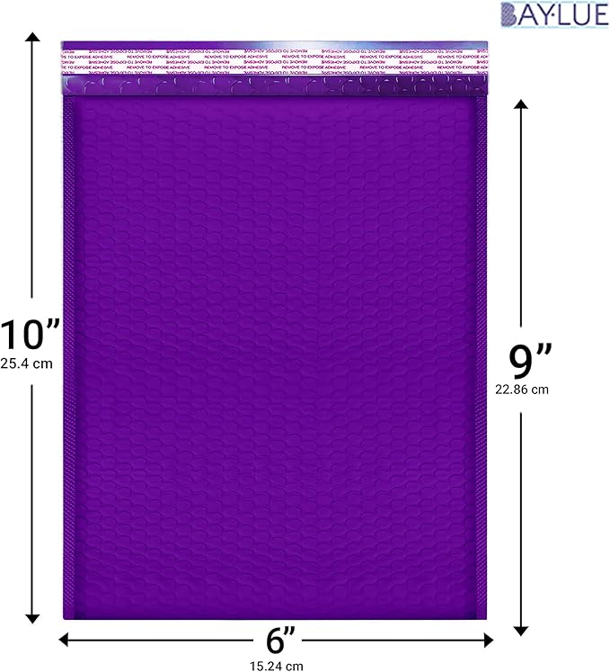 Purple Small Poly Bubble Mailers 6x10 inch #0 | Self Seal Padded Envelopes | Cushioned Bubble Mailer | Usable Size 6x9 | WaterProof | Lightweight mailing Shipping Bags | 250 Pack Bulk