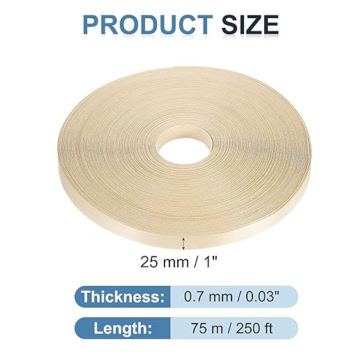 PATIKIL Birch Edge Banding, 1 Inch x 250 ft Wood Veneer Tape Pre-glued Flexible Plywood Edge Banding with Hot Melt Adhesive for Furniture Restoration