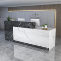 Reception Counter Desk With Lockable Drawers, Modern Retail Front Desk, Wooden Computer Table for Checkout Office, Beauty Salon, Lobby, Home Office