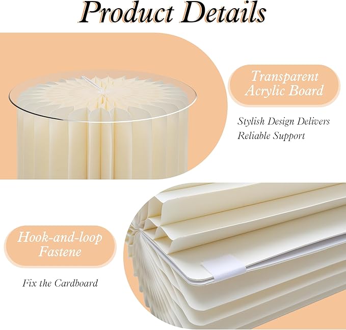 magalo Cylinder Stands for Party 5PCS Foldable Cardboard Columns Round Display Pedestal Stand Cylinder Tables for Wedding Birthday Baby Shower Dessert Cake Decoration-Cream White