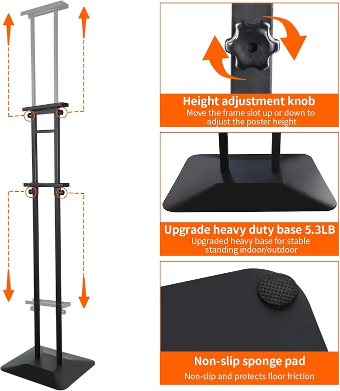 Poster Stand Heavy Duty - 2Pack Adjustable Poster Board Stand, Double-Sided Poster Stands for Display Banner Foam, Black Metal Pedestal Poster Sign Stand Outdoor Floor Standing Sign Holder