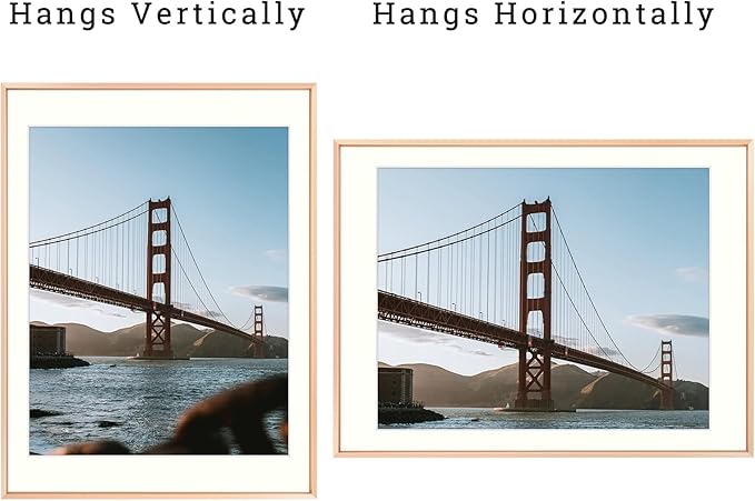 Frametory, 18x24 Metal Picture Frame with Mat for 16x20 Picture & Real Glass, Aluminum Photo Frame Collection (Rose Gold, 1 Pack)