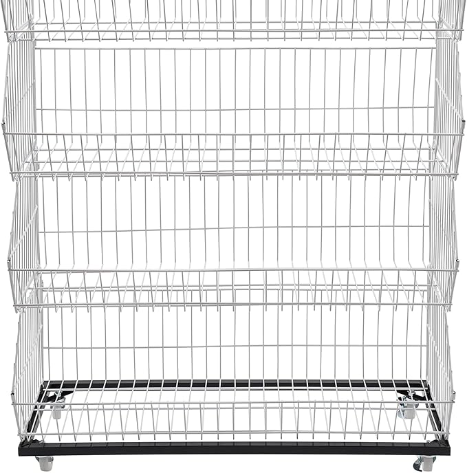 5 Tier Retail Display Rack, Rolling Storage Rack 5 Layers 35.43*16.93*53.54in Metal Display Shelf Fruit Vegetable Snack Basket Storage Supplies for Home Store Market (White, 90*43*136cm)