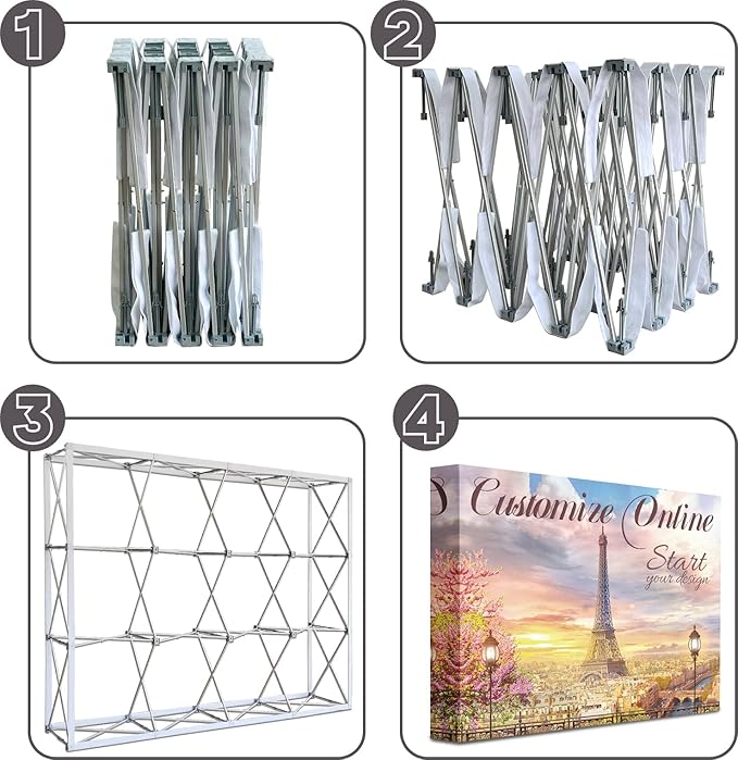 Customize Trade Show Fabric Pop Up Display Tension Fabric Banner Portable Aluminum Display Store Sign Holders Booth Holder Print and Frame Set 15×7.5 FT