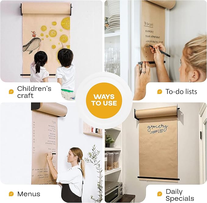 IDL Packaging 24" Wall Mounted Kraft Paper Roll Dispenser & Cutter for Rolls up to 24" Wide and 9" in Diameter – Durable Paper Holder with a Serrated Blade – Wall Mount Set Included