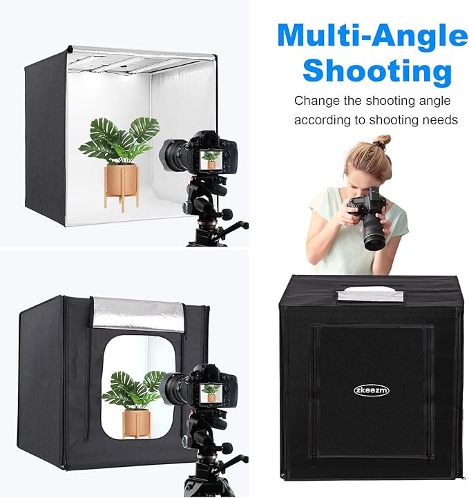 Photo Studio Light Box Photography 32"x32" with 210 LEDs and 6 Colors Backdrops for Product Photography, Foldable Picture Box with Adjustable Brightness 6000-6500K