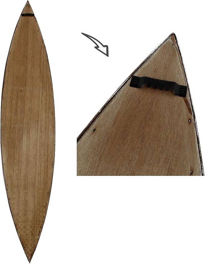Wood Hanging Boat Shelf 47" Nautical 3-Tiered Shelves for Living Room Bathroom Bedroom - Beach Themed Decorative Bookcase Wooden Wall Art Ornament Display Shelf Rustic Coastal Home Decor (D)