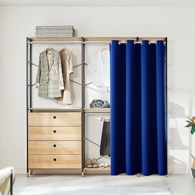 ChrisDowa Blackout Door Curtains for Doorway Privacy, Grommet Closet Curtains for bedroom closet door, Thermal Insulated Temporary Doorway Cover Room Divider Drapes (1 Panel, Royal Blue, 42 x 80 Inch)
