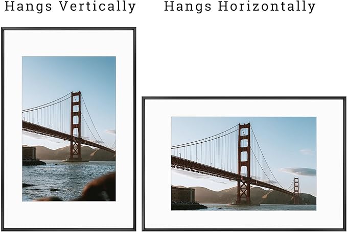 Frametory, 16x24 Metal Picture Frame with Mat for 12x18 Picture & Real Glass, Aluminum Photo Frame Collection (Black, 2 Pack)
