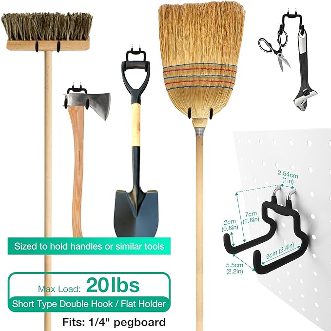 G.CORE 12 Pack Peg Board Tool Utility Hooks, Heavy Duty Pegboard Set Hooks Hangers, Pegboard Accessories for Garage Kitchen Bathroom Home Improvement Retail Display Shelf Board Craft Room Organization