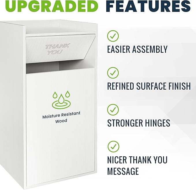 Alpine Restaurant Trash Can Cabinet - Commercial Trash Can 40 Gallon, Garbage Receptacle Indoor with Tray Holder for Restaurants, Cafeterias (White)