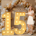 Mixifox 4FT Marquee Numbers 15, Large Light up Number 15 for Birthday Party Supplies, Sign, Backdrop, Happy 15th Birthday Decorations for 15 Years Old