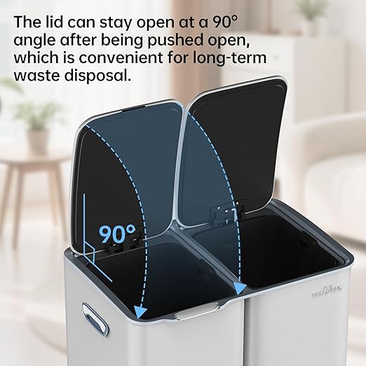 mVm Kitchen Trash Can, 60 Liter / 16 Gallon 3-in-1 Garbage Can for Wet/Dry Waste Sorting, Recycling Bin with Foot-Pedal, Soft-Close,Anti-Fingerprint,Stainless Steel Trash Can for Kitchen,Living Room