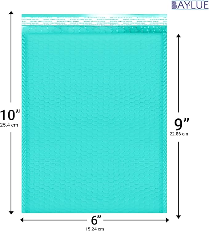 Teal Small Poly Bubble Mailers 6x10 inch #0 | Self Seal Padded Envelopes | Cushioned Bubble Mailer | Usable Size 6x9 | WaterProof | Lightweight mailing Shipping Bags | 250 Pack Bulk