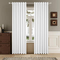 DUALIFE Faux Linen Blackout Pure White Curtains 80 Inch Long,Farmhouse Back Tab Rod Pocket Curtains Room Darkening Thermal Insulated Drapes for Bedroom Living Room,W50 x L80,2 Panels