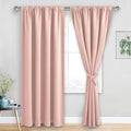 JIUZHEN Blush Pink Blackout Curtains for Bedroom - Thermal Insulated Room Darkening Noise Reducing, 52 x 84 Inch Length Curtains for Living Room, Set of 2 Panels with Tiebacks, Blush Pink