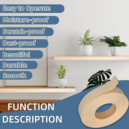 Birch Edge Banding, 7/8 inch x 500ft roll of Veneer Edge Banding, Pre-glued Flexible Real Wood Tape Banding for Cabinet Repair Furniture Restoration