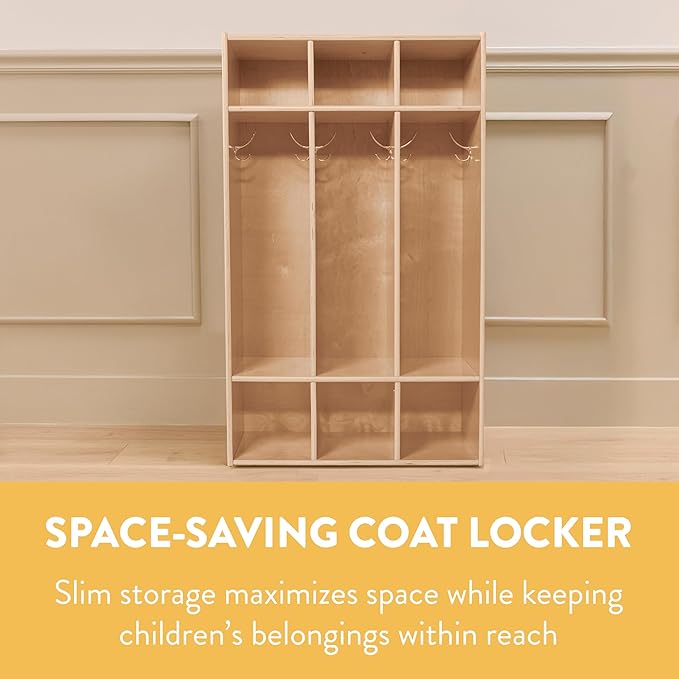 Sleekline 3-Section Coat Locker, Kids Furniture, Natural
