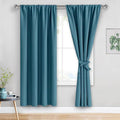 JIUZHEN Blackout Curtains for Bedroom– Thermal Insulated,Noise Reducing Room Darkening Rod Pocket Curtains for Living Room, Set of 2 Panels with Tiebacks, 42 x 72 inch Long, Stone Blue