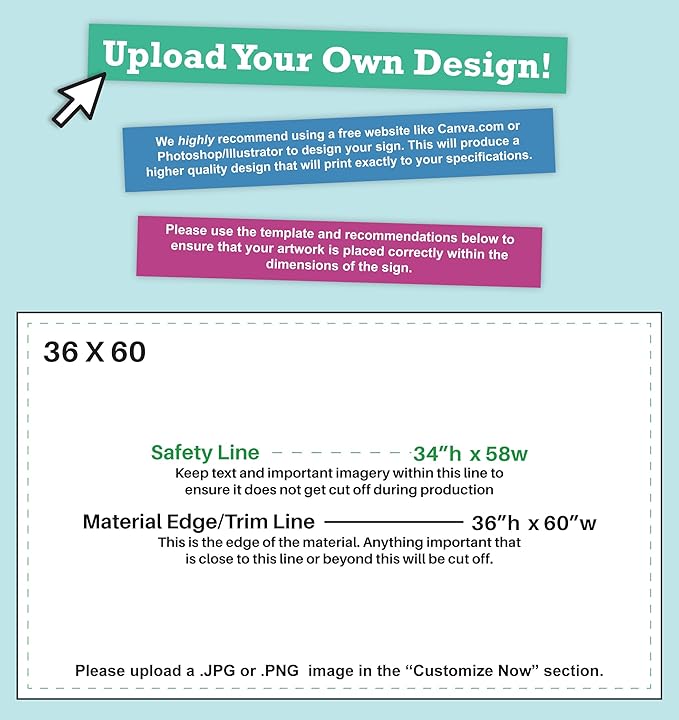 Personalized Vinyl Banner – Vinyl Printed Customizable Banner for Indoor and Outdoor Use (3'x5')