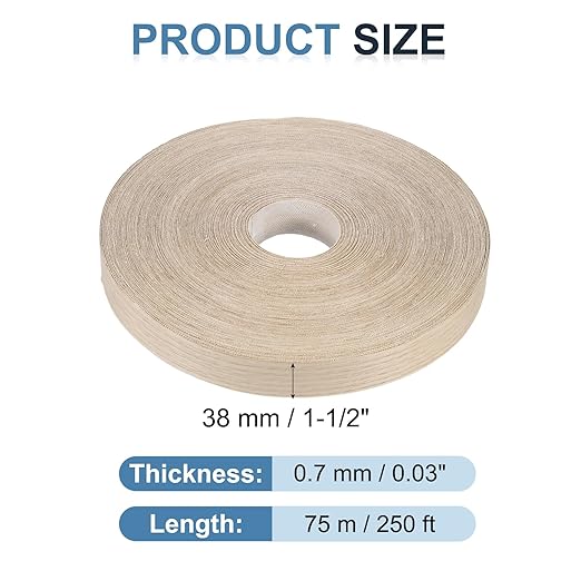 PATIKIL White Oak Edge Banding, 1-1/2 Inch x 250 ft Wood Veneer Tape Pre-glued Flexible Plywood Edge Banding with Hot Melt Adhesive for Furniture Restoration