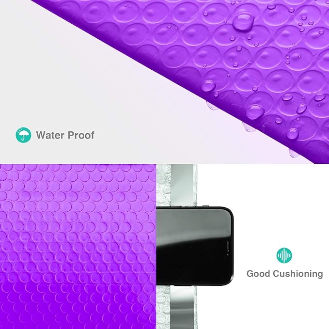 GSSUSA Purple Bubble Mailers 6X10 Inches 500 Pack, Padded Poly Bubble Mailer, Small Padded Envelopes Strong Adhesion Bubble Envelopes,Self-Seal Mailing Envelopes for Small Business,Package Supplies