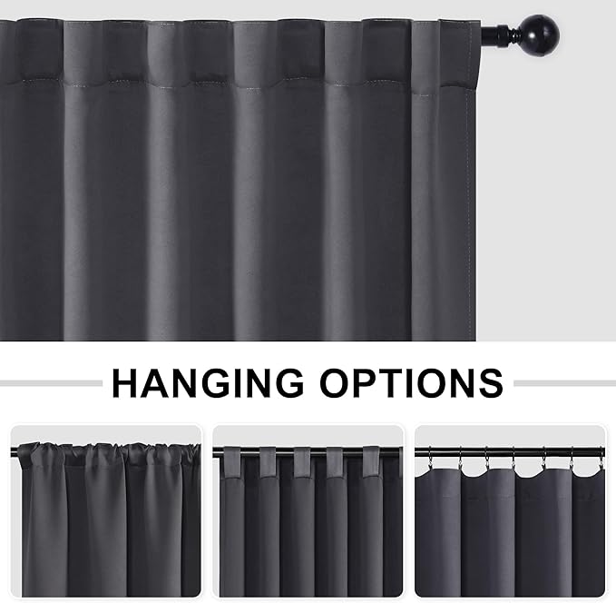 Hiasan Room Divider Curtains Patio Sliding Door Blackout Curtain Privacy Room Thermal Insulated Noise Reduction Panel with Back Tab & Rod Pocket for Bedroom Partition(80 x 84 Inches, Dark Grey)