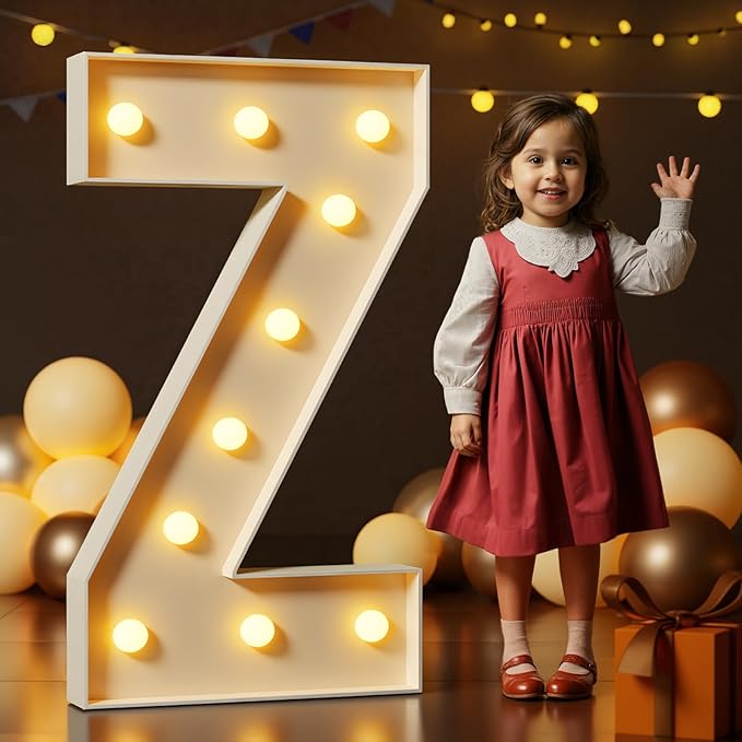 Marquee Letters 4 Feet Tall Large Light Up Letters Z Happy Birthday Decorations Marry Me Engagement Party Decor Yellow Light Birthday Decorations Balloon Arch Kit Foam Sign Z