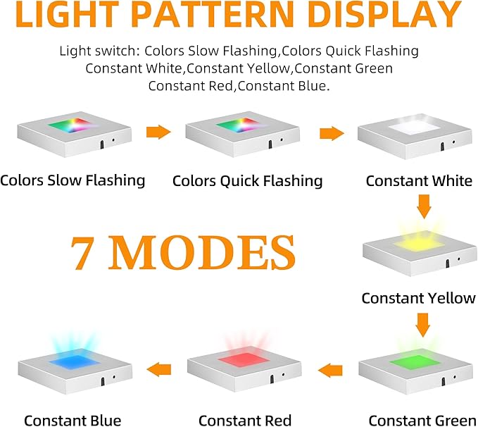EUSTUMA LED Light Base Square Display Stand In A Variety of Colors,Lighted Up Stand Color Changing LED for 3D Glass Crystal Art,Holiday Party Decoration. (Large silver, Large)