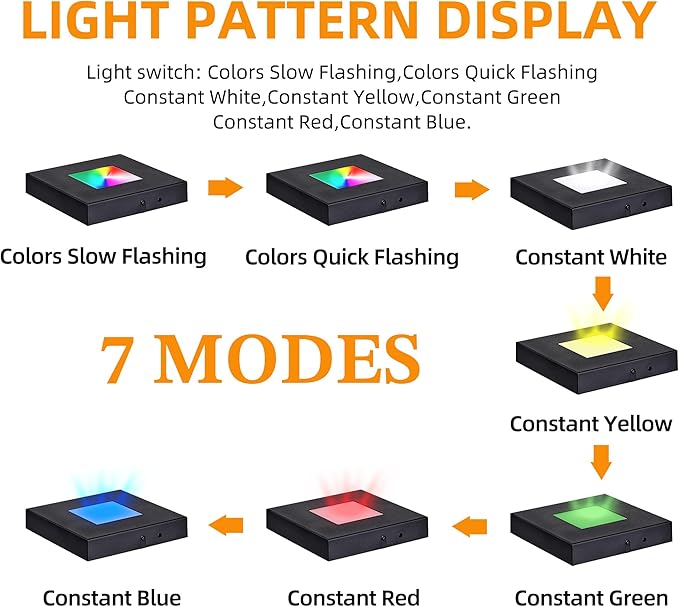 EUSTUMA LED Light Base Square Display Stand In A Variety of Colors,Lighted Up Stand Color Changing LED for 3D Glass Crystal Art,Holiday Party Decoration. (Large black, Large)