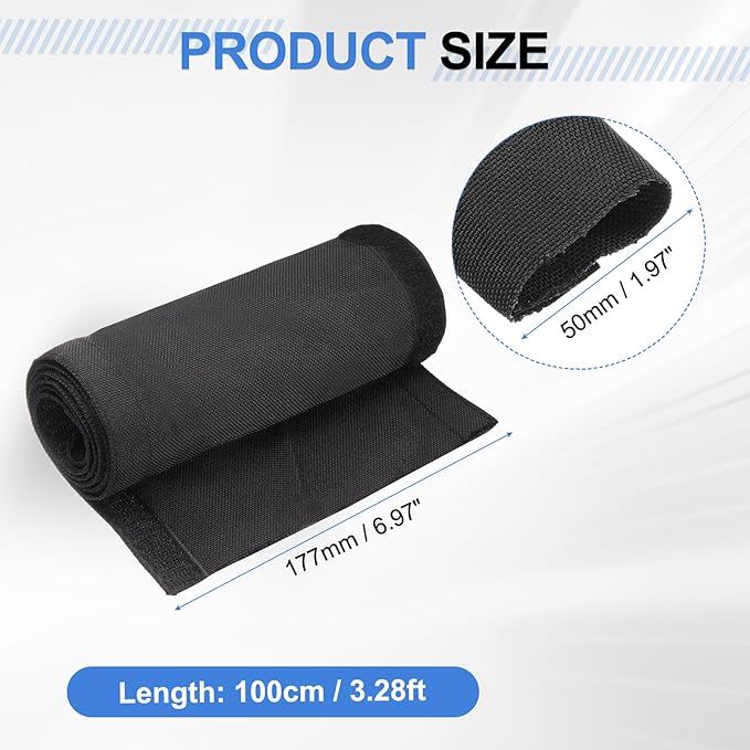 uxcell Hook and Loop Cable Management Sleeve, 3.3ft x 2 Inch Flexible Cable Wrap Cover Wire Hider, Cord Organizer and Cable Protector for Desk TV Computer, Black