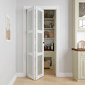 Bifold Doors for 36" x 80-3/4" Opening, 3-lite Tempered Frosted Glass Closet Folding Doors with Hardware kit Included, Easy Assembly, White