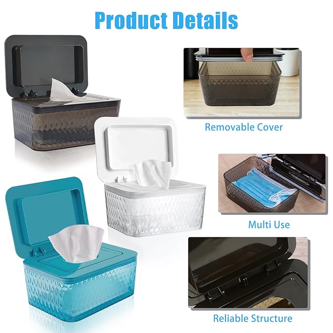 2 Pack Wet Baby Wipes Dispenser - Large Capacity Wipe Holder Seal-Designed Dust-Proof Wet Wipes Container Keep Diaper Wipes Fresh