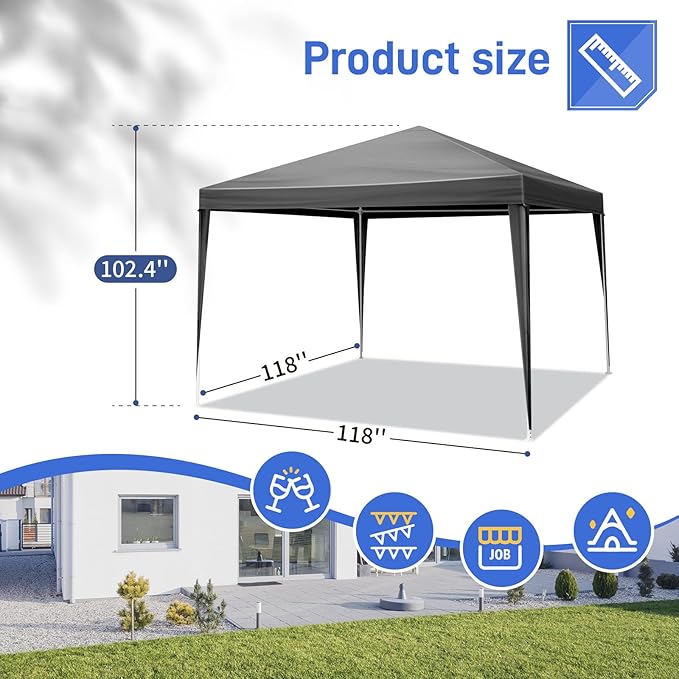 10x10 FT Party Tent, Outdoor Wedding Tents for Parties, Canopy Event Tent with 4 Removable Sidewalls, Waterproof Gazebo Shelter for Birthday Parties, Weddings, BBQs & Events (10X10FT-4Sides Black)
