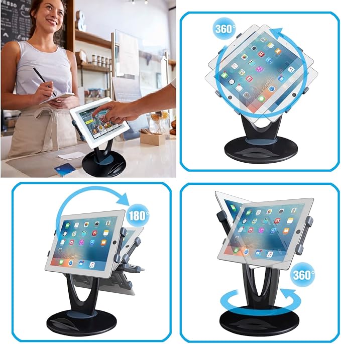 Large Tablet POS Stand, Rotating Commercial Tablet Stand, Swivel Base for Retail Kiosk Register Office Showcase Cashier and Business