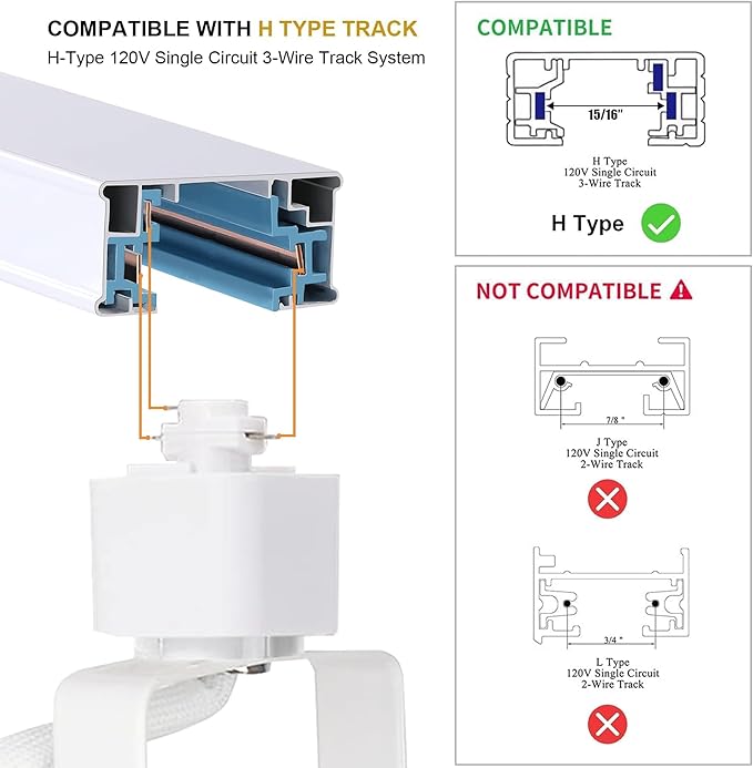 White 4PCS LED Track Lighting (No Rails) with Advanced Replaceable GU10 Bulbs, Switchable 3CCT(3000K/4000K/6000K) and Dimmable Brightness(20%-100%), Versatile Ceiling Spotlight Fixtures for Any Space