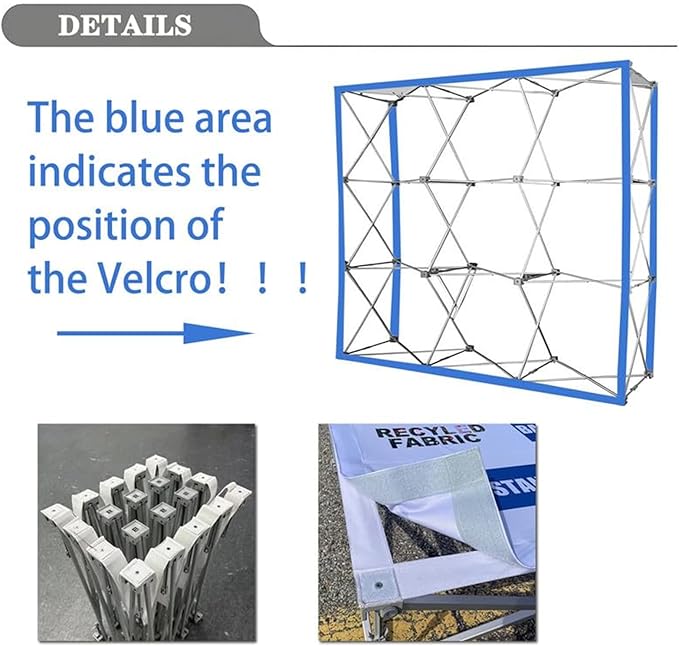 Customize Fabric Display Stand Trade Show Backdrop Aluminum Portable Pop Up Display Banner Backdrop with Collapsible Frame and Banner Set 12.5×7.5 FT