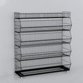 Commercial Supermarket Display Cart - 5-Tier Industrial Slanted Rolling Shelves Metal Storage Rack for Retail Store, Warehouse & Home Use, 66LBs/Tier Tool-Free Setup