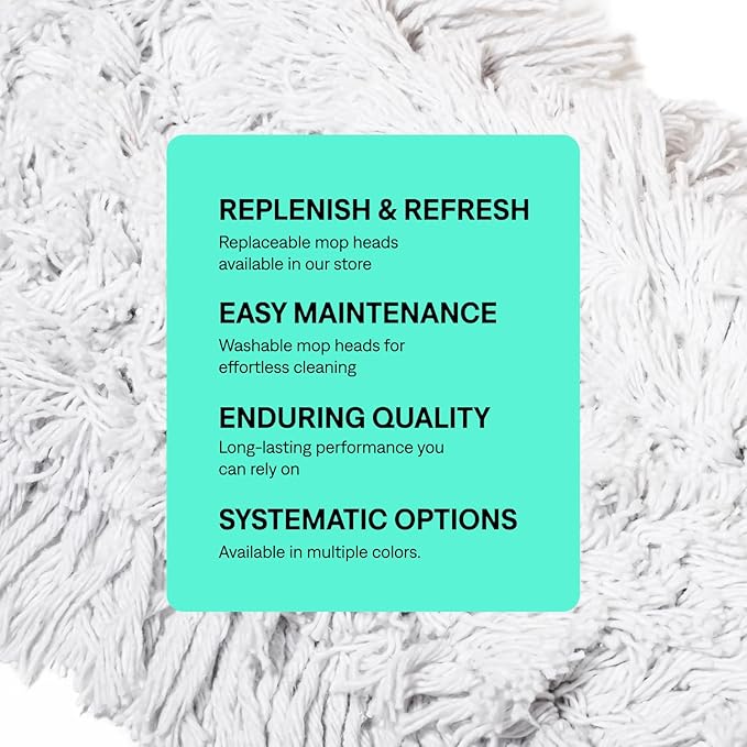 Commercial Dust Mop & Floor Sweeper, 24 in. Dust Mop for Hardwood Floors, Cotton Mop Head, Wooden Broom Handle, Industrial Dry Mop for Floor Cleaning & Janitorial Supplies