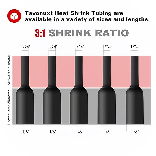 1/8" 65ft 3:1 Heat Shrink Tubing with Adhesive Lining - Marine Grade, Ideal for Home, Automotive, and Industrial Use - Black
