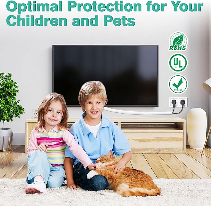 Dog and Cat Cord Protector 10ft - 3/8inch, Flexible Cable Sleeve for Easy Cord Management, Protects Cables from Pets Chewing, Ideal for USB, Power, Audio and Video Cords - White