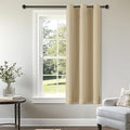 ChrisDowa Small Window Curtains 50 inches Long for Bedroom - Grommet Short Thermal Insulated Room Darkening Curtains for Kitchen (1 Panel, Biscotti Beige, 29 x 50 Inch)