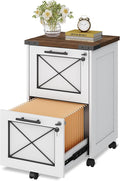 DEVAISE 2 Drawer File Cabinet with Hanging Files,Mobile Rolling Storage Cabinet for Home Office,Under Desk Filing Cabinet with Lock,Printer Stand,White